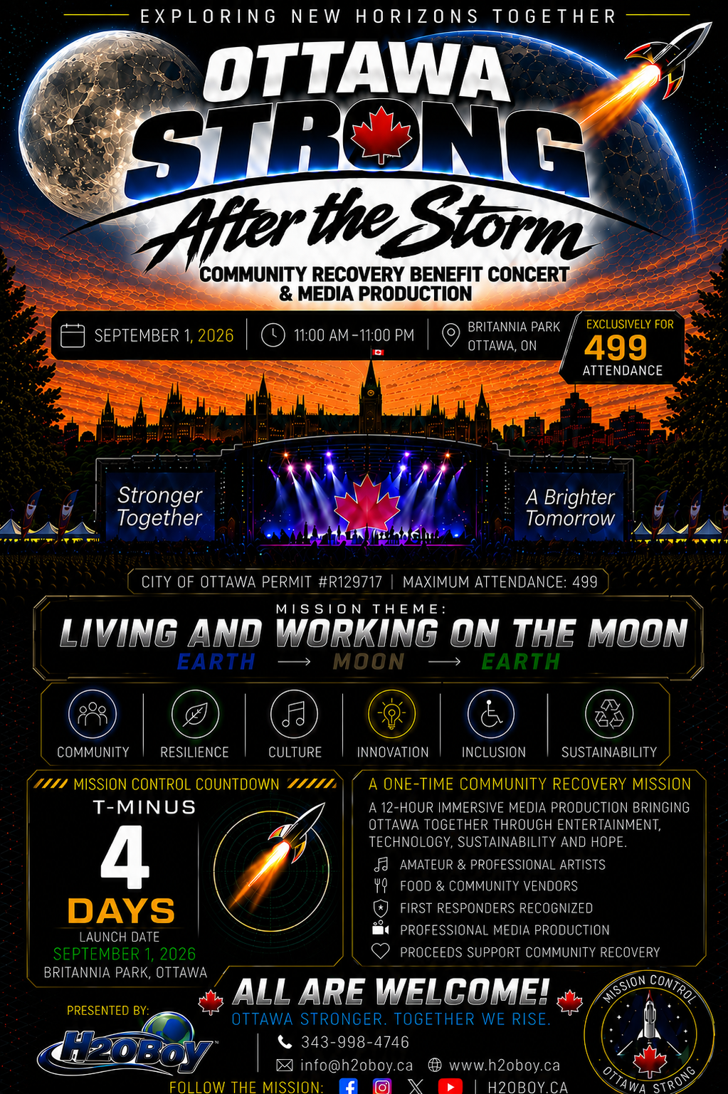 Ottawa Strong: After the Storm — Community Recovery Benefit Concert & Media Production, September 1, 2026, Britannia Park, Ottawa. T-Minus 4 Days.
